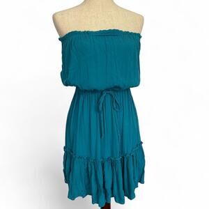 Teal boho off the shoulder ruffle dress - Elan